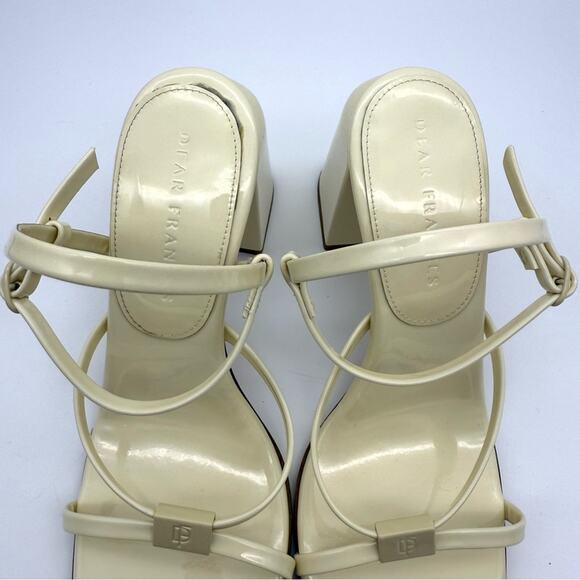 Dear Frances Cleo Sandal Block Heel Cream Pale Butter Yellow IT EU 37 US 7 - Picture 4 of 16